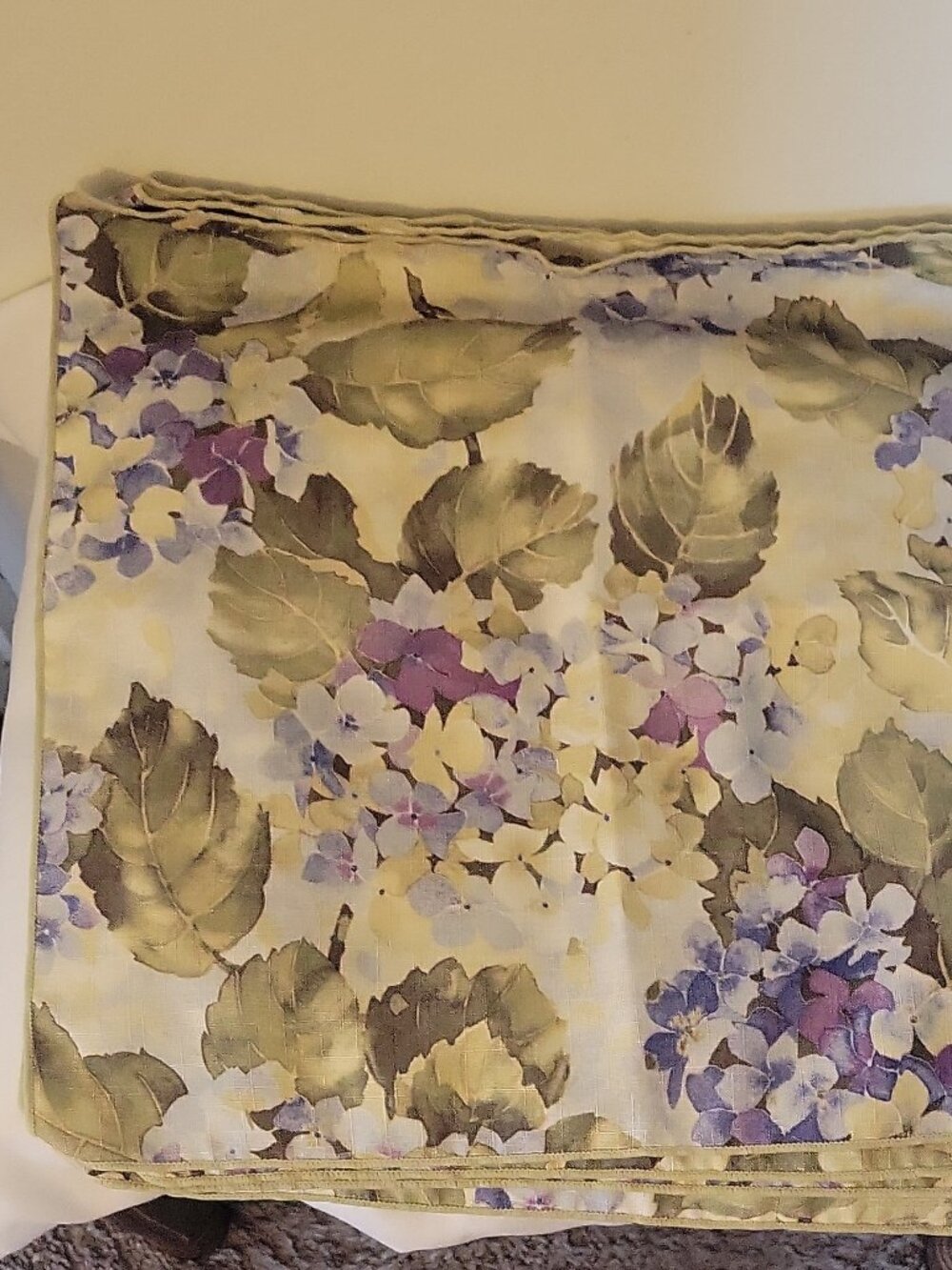 Set of 4 yellow,  green,and  purple Floral Pattern Fabric Rectangular napkins